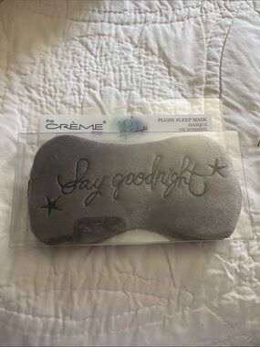 The Crème Shop Gray Plush Sleep Mask - Say Goodnight